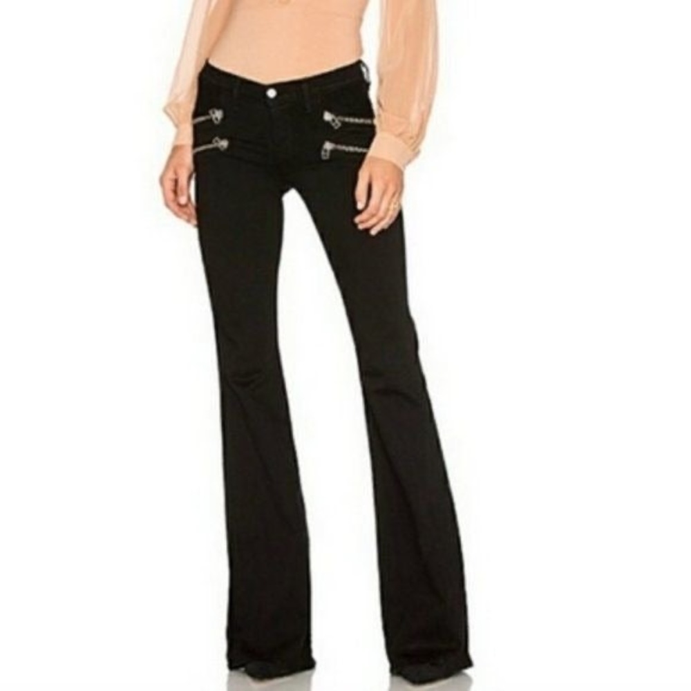LOVERS + FRIENDS  REVOLVe Bailey Moto Black Flare Jeans